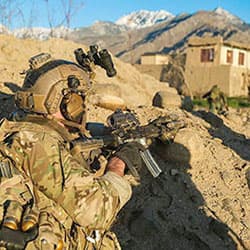 A Ranger pulls security during a 2019 combat operation in Afghanistan.