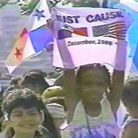 Panamanian children express support for Operation JUST CAUSE, an indicator of U.S. Army PSYOP effectiveness.