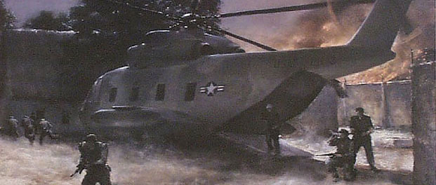 HH-3E “Jolly Green Giant” helicopter crash landed inside the POW compound at 0218 on 21 November 1970 with the SF “Blueboy” Assault Element led by CPT Richard J. “Dick” Meadows.