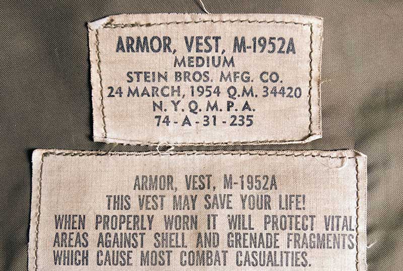 The inside tag of the M-1952A vest bore a clear message: “This Vest May Save Your Life!”