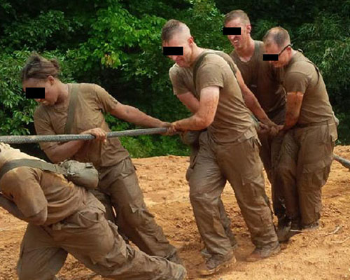 Enlisted Green Platoon candidates are pushed to their physical limits, and forced to become team players to accomplish their tasks.