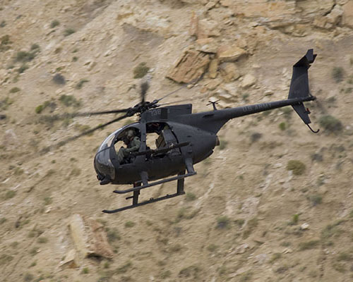 MH-6 pilots have fourteen days of Desert/Mountain training while assigned to Company B, SOATB.