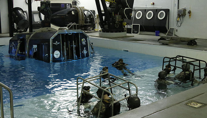 Recent Combat Skills graduates begin dunker training at the Allison Aquatics Training Facility (AATF), Fort Campbell, KY. 