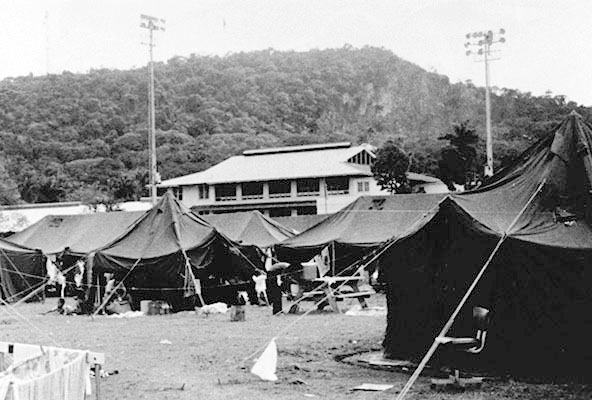 The 96th CA soldiers got tents from the 41st Area Support Group, JTF-South. Once shown how to erect them, the Panamanians built their tent city.
