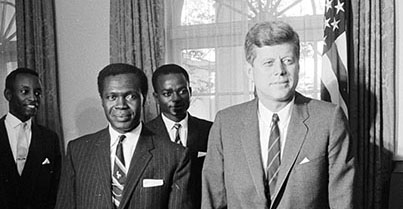 Ugandan President Milton Obote meets with U.S. President John F. Kennedy