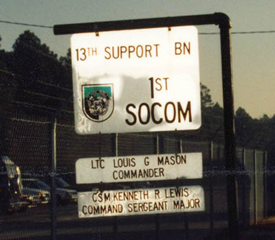 The 13th Support Battalion sign pictured here hung outside of the first battalion headquarters, near the former Womack Army Hospital location.