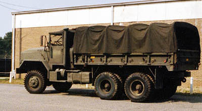 Twenty M923 5-ton cargo trucks, like the one seen here, were the workhorses for the Transportation Detachment.