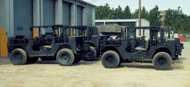 The SOSB Maintenance Detachment maintained and stored ten heavily modified jeeps for the Rangers to draw when training at Fort Bragg.