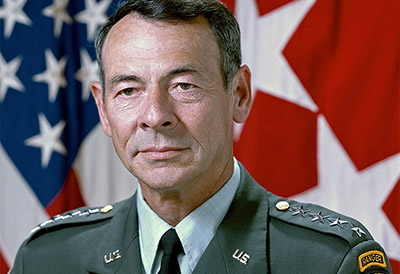 During Operation JUST CAUSE, LTG Carl W. Stiner (pictured here as the four-star Commanding General, U.S. Special Operations Command) commanded JTF-South, the higher headquarters of the POTF. 