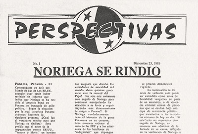 Front page of Perspectivas, 25 December 1989.