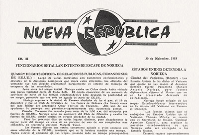 Front page of Neuva Republica, 30 December 1989.