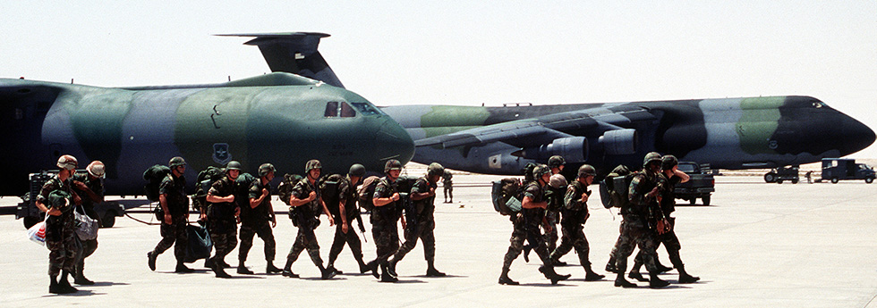 Most 528th soldiers deployed out of Pope Air Force Base, North Carolina, on one of several USAF C-141 Starlifter cargo aircraft, like the one seen here. The C-141 has since been replaced by the C-17 Globemaster.