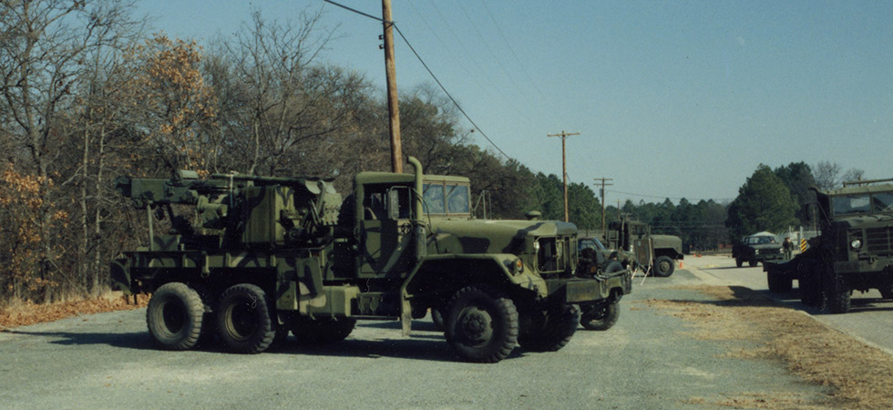 The 528th brought a M816 5-ton wrecker, pictured here at Fort Bragg, NC. Over the course of the deployment, it ran dozens of recovery missions for ARSOF vehicles that had been disabled by the harsh desert conditions.