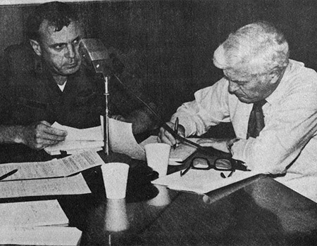 COL Jonathan W. Anderson, Jr., Director of the PSYOP School, COL William A. Hudson, 4th POG Commander, and Harris Peel, U.S. Information Agency, conduct an interview about PSYOP at Fort Bragg, soon after the Group’s reactivation on 13 September 1972. 4th POG had been inactivated in late 1971 after spending roughly four years in Vietnam.
