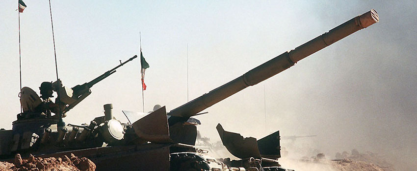 A Kuwaiti M-84 tank during Iraqi’s invasion of Kuwait, 1990.