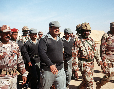 LTG Khalid bin Sultan, Commander of Joint Forces Command, visits a Nigerian military outpost during Operation DESERT SHIELD.