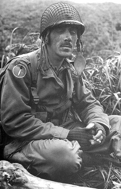 A weary COL Frederick rests after the laborious amphibious assault on Kiska. Although the Japanese had departed prior to the attack, Operation COTTAGE provided an invaluable learning experience for the Force.