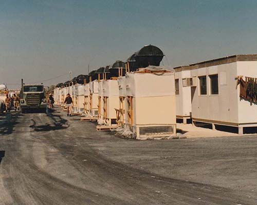 This photo was taken inside the PDB compound at KFIA, late 1990. The PDB was the only Army PSYOP unit permanently stationed at KFIA during the Persian Gulf War.