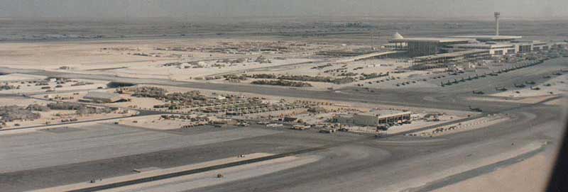 Aerial view of King Fahd International Airport (KFIA), home of the PDB and two EC-130 VOLANT SOLO aircraft from the 193rd SOG during Operations DESERT SHIELD/DESERT STORM.