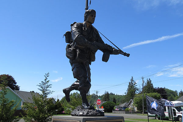 Sign commemorating Bargewell's leadership from Vietnam to Iraq.