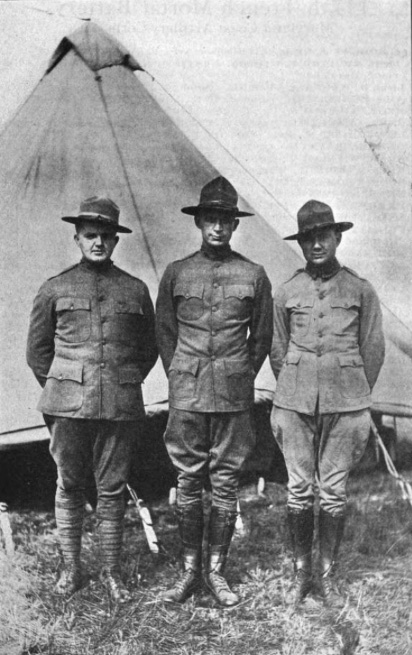 J. Woodall Greene and two other members of the 117th Trench Mortar Battery, 42nd Division, France, during World War I.