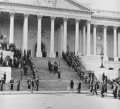 JFK's casket arrives at the Capitol Building close to 1400 hours on 24 November.