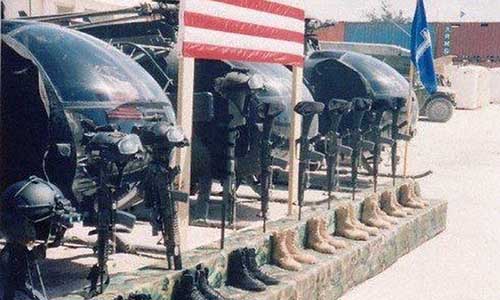 A memorial tribute to the ARSOF soldiers who lost their lives in the Battle of Mogadishu, 3-4 October 1993.