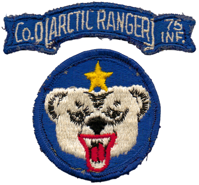 Tab and Shoulder Sleeve Insignia (SSI) worn by the Arctic Rangers of Company O, 75th Infantry (Ranger) Regiment from 1970 to 1972.