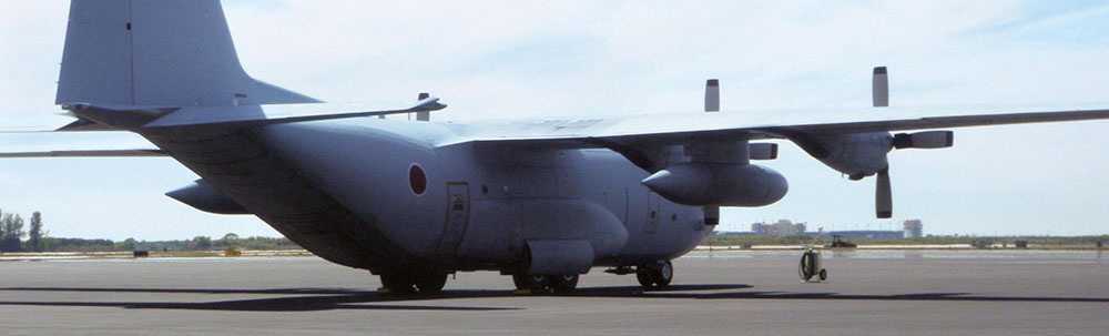 Japan offered this C-130, sitting on the airfield at Homestead Air Reserve Base, Florida, along with a Disaster Relief Team.
