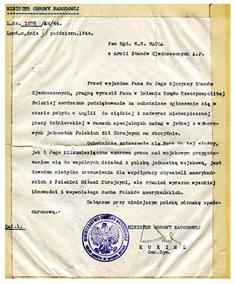 The award document for the Polish airborne wings.
