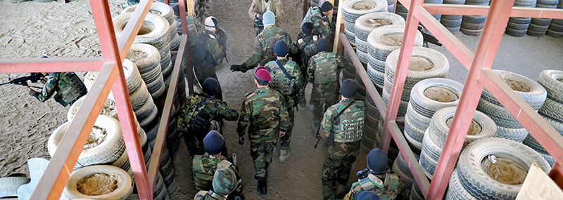 A room clearing exercise at Camp Morehead, Kabul, Afghanistan, in 2011