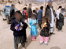 In the remote villages, crowds of kids and parents gathered to receive the ‘goodies’ from the Afghan National Police.