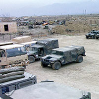 The Motor Pool constructed by the Maintenance Platoon, 3rd SFG Group Support Company, May 2002.