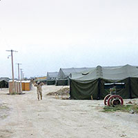 View facing the billeting area of the camp, April 2002.