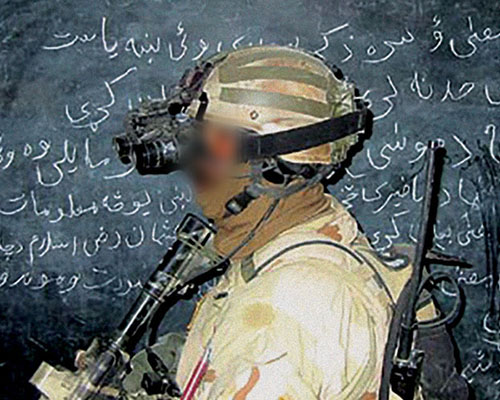 Special Forces soldier from ODA 511 conducting Sensitive Site Exploitation (SSE) of Objective BRIGID.