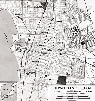 Map of Sakai, a city in Osaka Prefecure