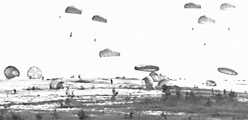 The mass tactical  parachute assault was preceded by Air Force  F-104 <i>Starfighters</i> dropping bombs and napalm.