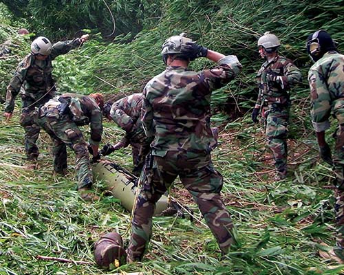 SORT personnel conduct jungle extraction training with Green Berets from the 10th Special Forces Group (Airborne).