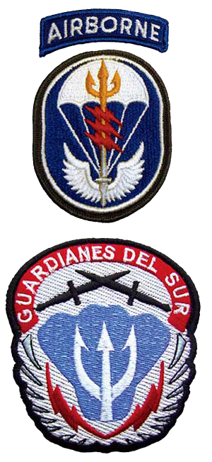SOCSOUTH SSI and SOCSOUTH Crest with logo “Guardianes del Sur’