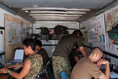 One component of the SFGp set up a Tactical Operations Center in the back of a rented truck for the final exercise. There, the team practiced communicating with the ground elements.
