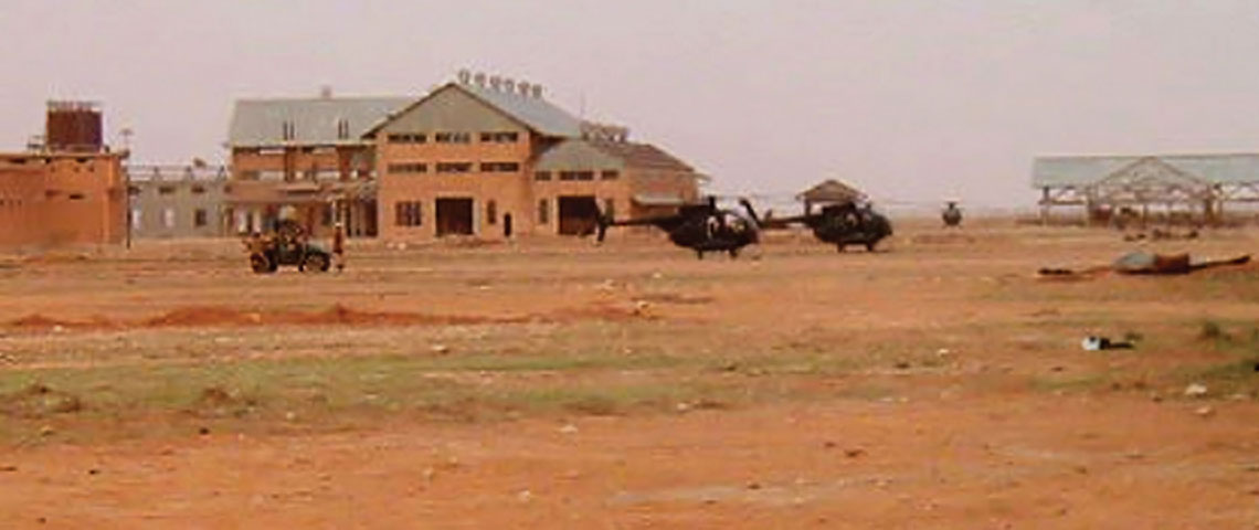 AH-6 Little Bird helicopters at H1 airfield in west-central Iraq.