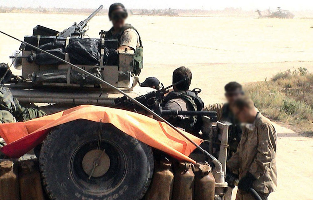 As Special Forces Liaison Elements, the ODAs of A/1/19th were tasked with the difficult job of ensuring that 3rd Infantry Division and 101st Airborne Division did not mistake 5th Group’s forward-deployed ODAs for enemy forces. In exchange for such deconfliction, the conventional forces provided ODA 915 with support, such as fuel for their GMVs.