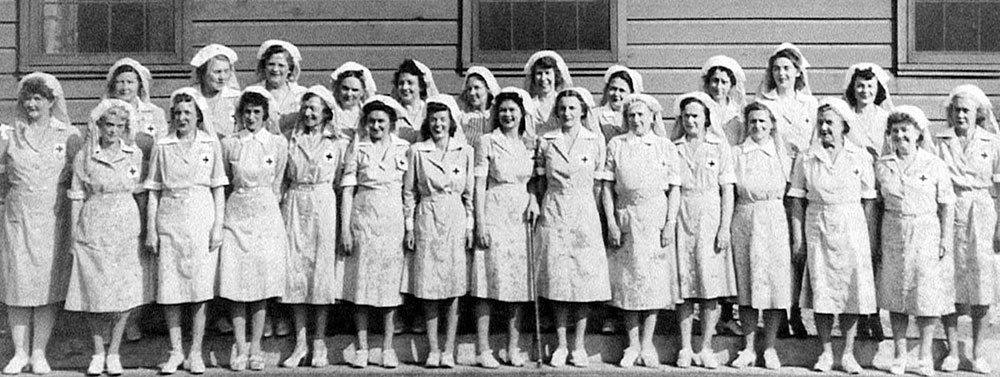 Camp Mackall Station Hospital boasted twelve hundred beds and more than ten female nurses, the latter being the more significant statistic to the soldiers. American Red Cross volunteers (shown at right) supplemented the hospital staff, which also included approximately one hundred Army (male) medical personnel.