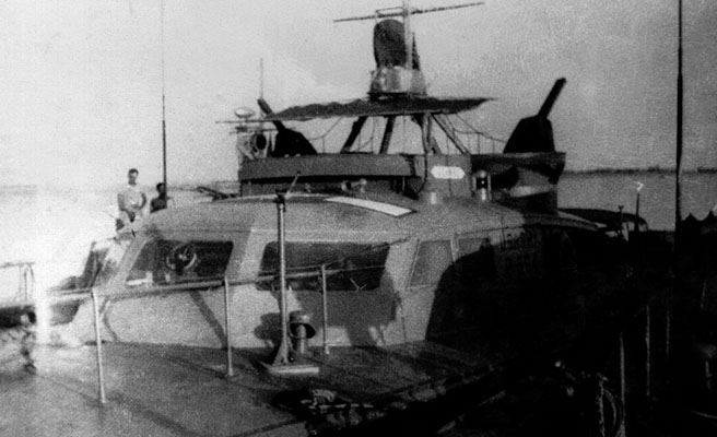 One of the three 85-foot Air Rescue Boats in the Maritime Unit P-564 operated out of Akyab after moving across the Bay of Bengal from Dead Man’s Cove. When the OSS Maritime Unit ceased operations in the Spring of 1945, P-564 with P-563 returned to Calcutta and passed into the service of the British.