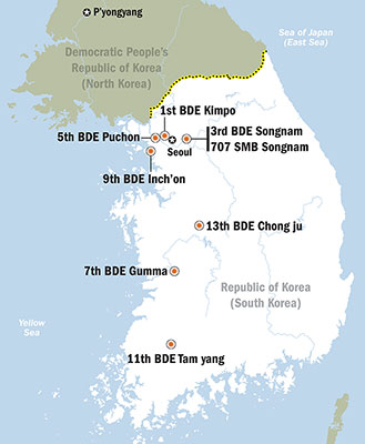 39th SFD Liaison Element locations in Korea