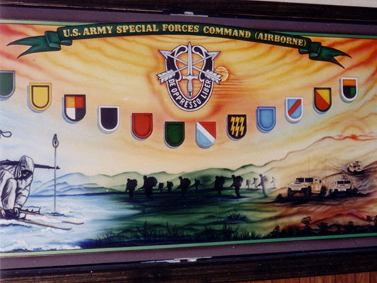 Special Forces wall mural in original USASFC headquarters.