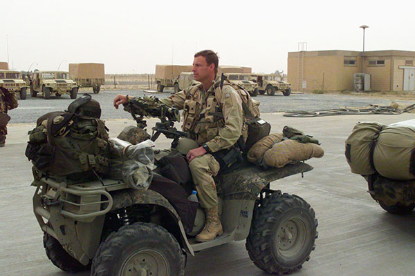 ATVs loaded down with combat gear gave AOB 570 versatile mobility in the desert around Wadi al Khirr.