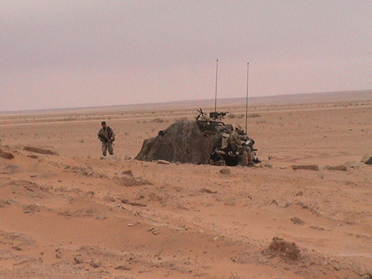 The camouflaged Wadi al Khirr command post provided direction and security to incoming aircraft.