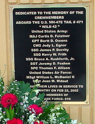 Wild 42 Memorial plaque