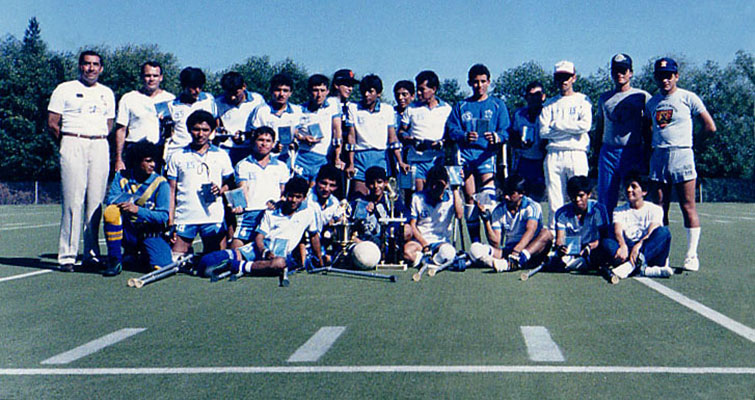 The El Salvador National Team after winning the 1987 Amputee Soccer World Challenge Cup in Seattle, Washington.